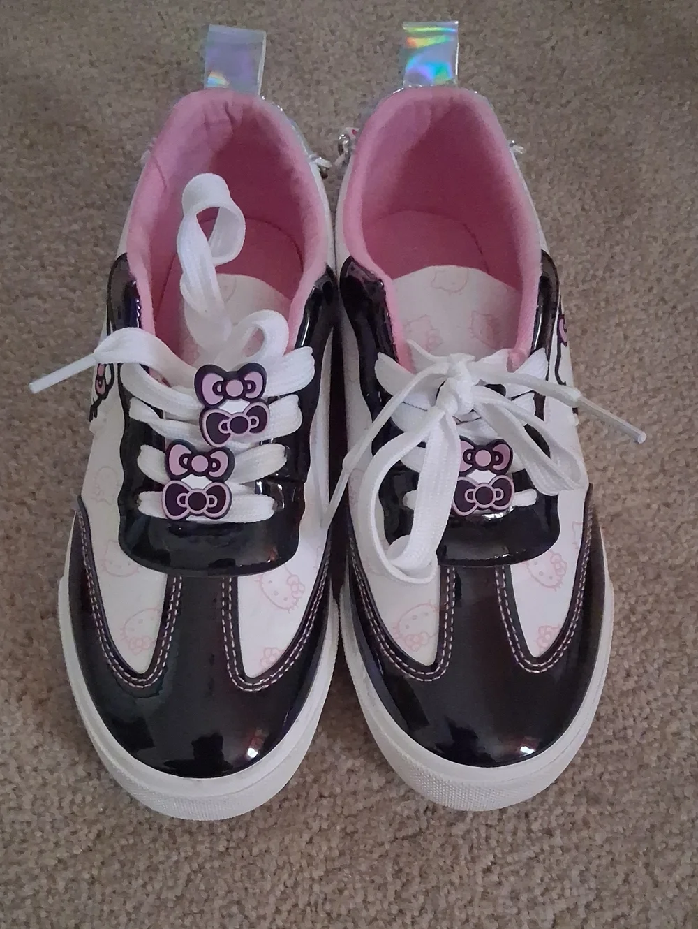 Hello Kitty Kids' Pink & Black Lace-Up Sneakers